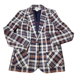 Vintage F.A. Chatta Light Weight Plaid Blazer Jacket Size 14